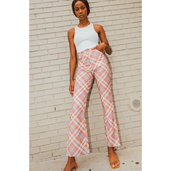 Rolla's Plaid Bootcut Pants •Women M/ 10• High Rise Pomegranate Casual Rollas - Picture 1 of 16